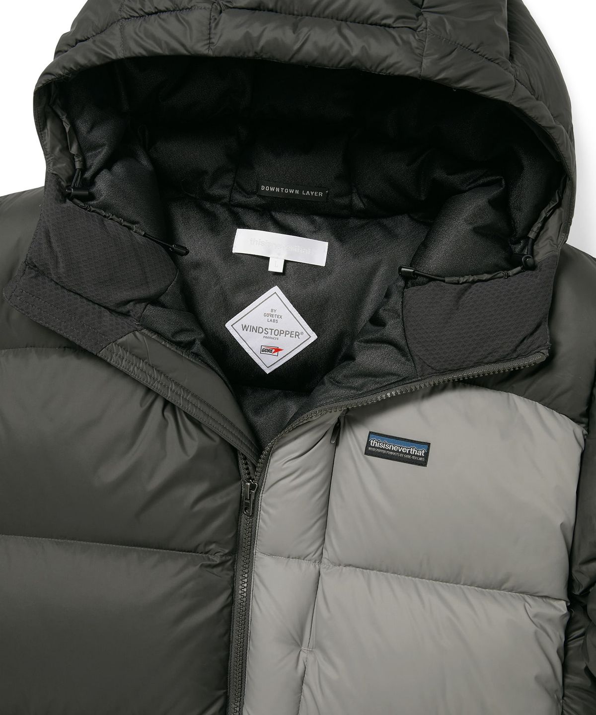 디스이즈네버댓(THISISNEVERTHAT) GORE-TEX WINDSTOPPER Puffer Down Jacket Off Black