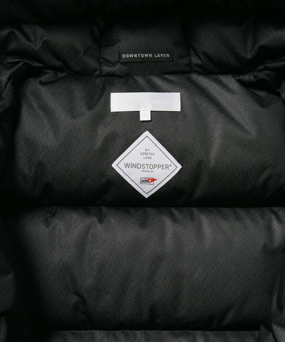 디스이즈네버댓(THISISNEVERTHAT) GORE-TEX WINDSTOPPER Puffer Down Jacket Off Black
