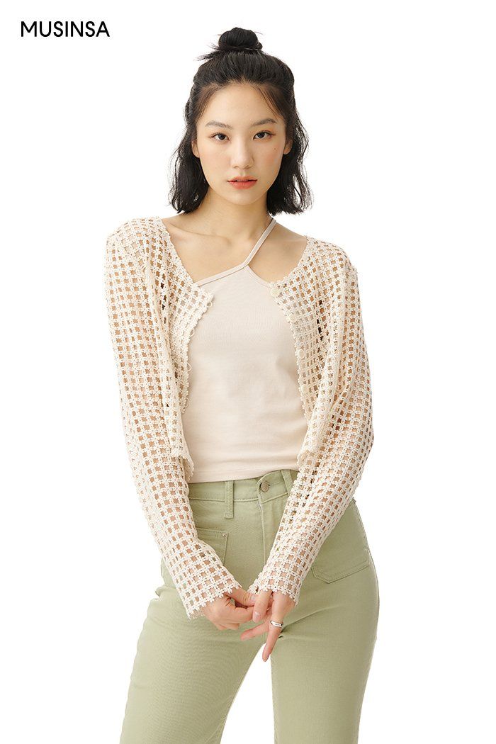 아모멘토(AMOMENTO) FLOWER LACE CROP CARDIGAN_IVORY - 사이즈 & 후기