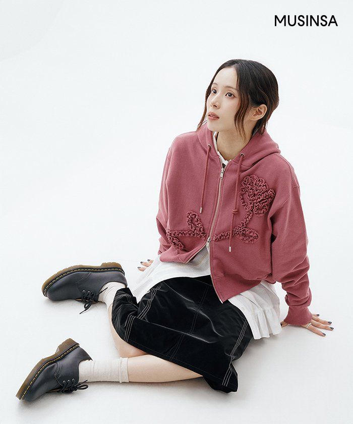 시눈(SINOON) Rose Frill Hoodie Zipup (Rose) - 사이즈 & 후기 | 무신사