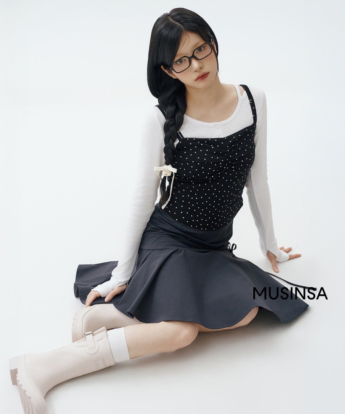 미세키서울(MISEKI SEOUL) Shirring ruffle midi skirt BLACK - 사이즈