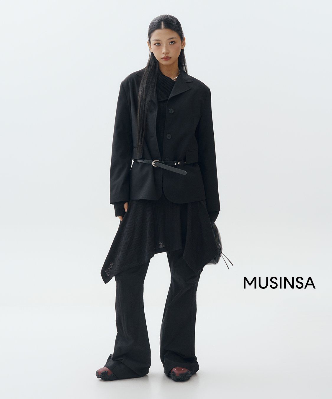 미세키서울(MISEKI SEOUL) Pocket cargo bootscut pants BLACK