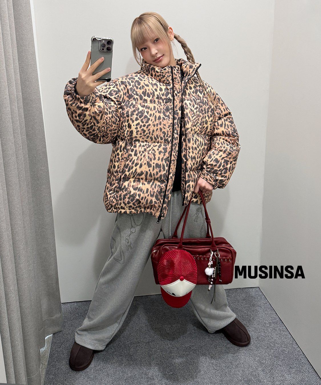 마뗑킴(MATIN KIM) LEOPARD DOWN JUMPER IN MIX - 사이즈 & 후기 | 무신사