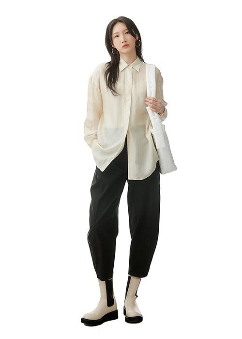 아모멘토(AMOMENTO) SNAP GARCONNE PANTS - CREAM - 사이즈 & 후기