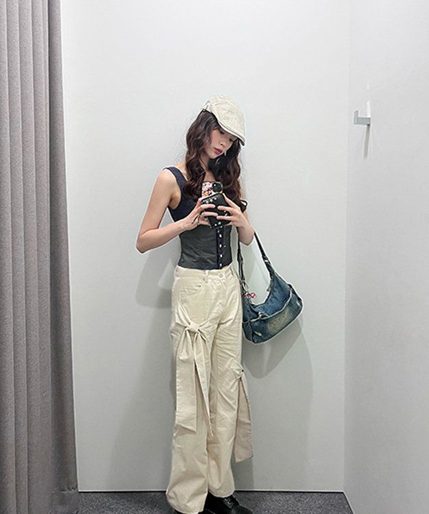 길라아카이브(GILAARCHIVE) RIBBON BOOTSCUT PANTS_PK - 사이즈