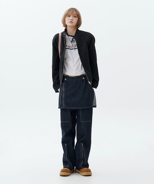 [NICEGHOSTCLUB]エプロンWASHED JEANS_BLACK(NG2EFUD112A) apron washed jeans[indigo] - niceghostclub