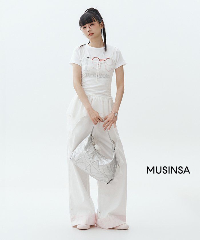 【CHERRYQUIRI】lace layered roll up denim - indigo 체리퀴리(CHERRYQUIRI) lace layered roll up denim - indigo