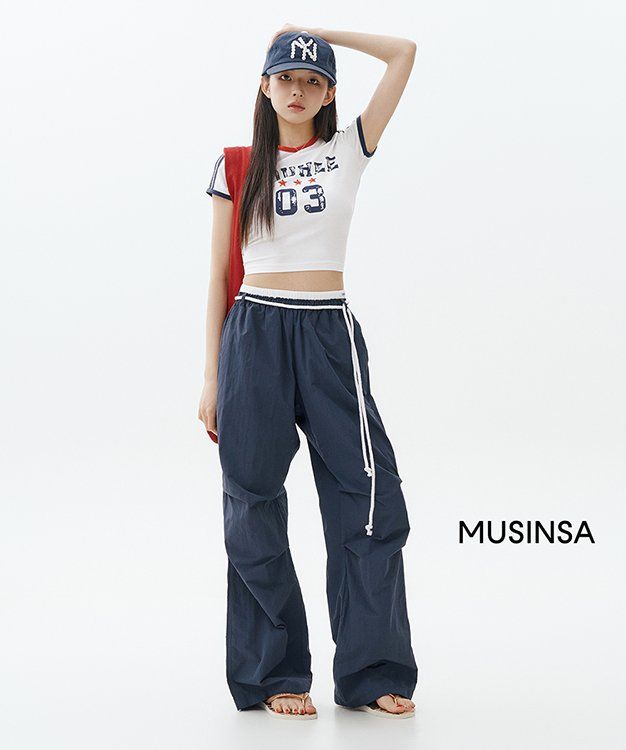 ★YOUHEE★ COTTON LAYERED BANDING WIDE PANTS MUSINSA | YOUHEE COTTON LAYERED BANDING WIDE PANTS NAVY