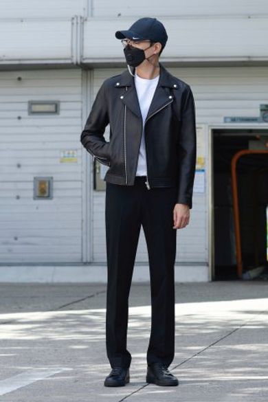 MUSINSA | MUSINSA STANDARD LAMBSKIN BASIC MOTORCYCLE JACKET_BLACK