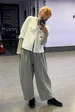 MUSINSA | A NOTHING HEAVY-TERRY BALLOON SWEAT PANTS (Gray)