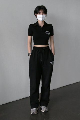 ★BADBLOOD★ Logo 2 way jogger trousers black Badblood Classic Logo 2 Way Curved Jogger Trousers - Black