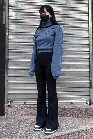 RUNNING HIGH_Knit Turtleneck Sleeveless Top [Blue]