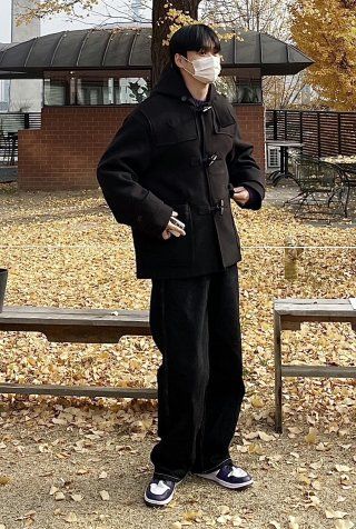 MUSINSA | PARTIMENTO Oversize Melton Convoy Duffle Coat Black