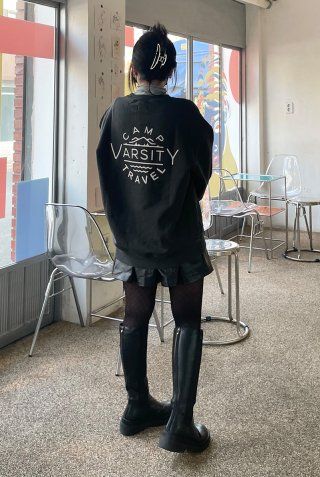 【TRAVEL】★チャウヌ着用★ camp varsity pigment sweatshirt TRAVEL】☆チャウヌ着用☆ camp varsity pigment sweatshirt
