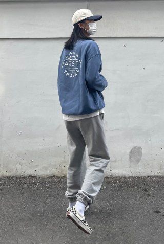 【TRAVEL】★チャウヌ着用★ camp varsity pigment sweatshirt TRAVEL】☆チャウヌ着用☆ camp varsity pigment sweatshirt