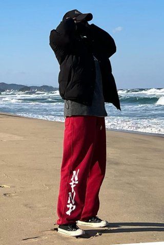 MUSINSA | NOT4NERD Brush NFND Logo String Sweat Pants - Black