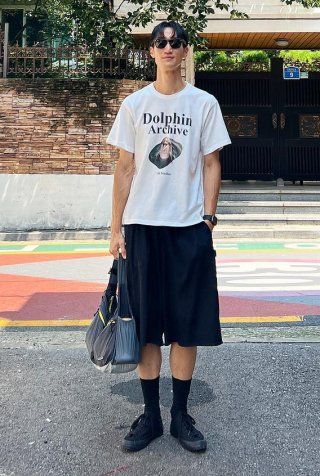 ★WAIKEI★ Dolphin Archive Short Sleeve T-Shirt Pink Overfit Dolphin archive half sleeve tshirt CERULEANBLUE overfit - waikei