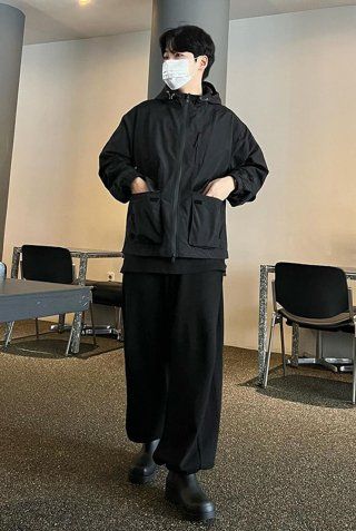 MUSINSA | DIMITRI BLACK ASI 2WAY Authentic Hood Windbreaker