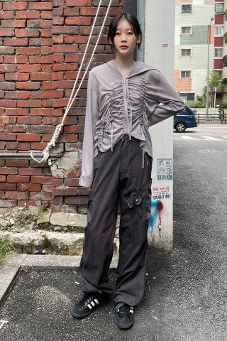 MUSINSA | NACHE SHIRRING CHIFFON HOODIE ZIP-UP WHITE