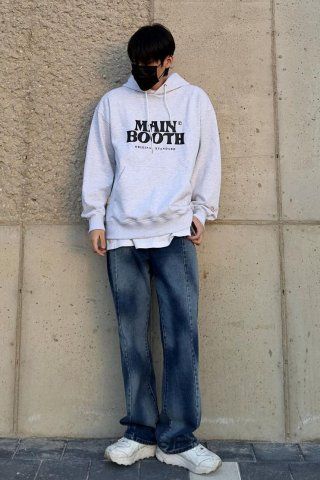 ★MAINBOOTH★Original Logo Hood T-shirt(CLOUD GRAY)★正規品 MUSINSA公式 | MAINBOOTH Original Logo hooded T-Shirt(CLOUD GRAY)