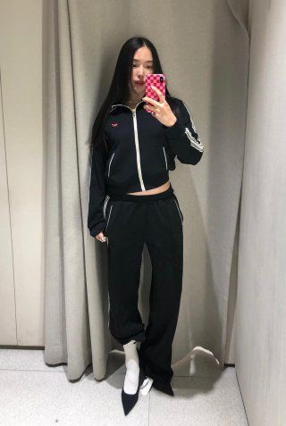 MUSINSA | KIRSH Cherry Lace Track Pants [Black]