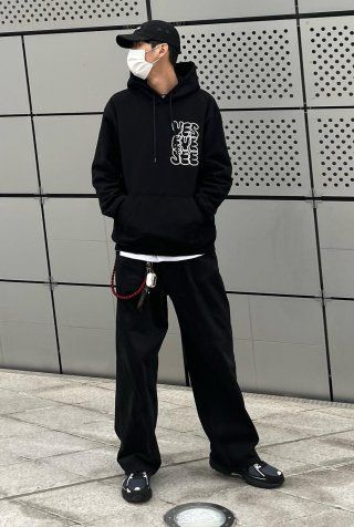 ◇YESEYESEE◇ YES Dyed Single Hoodie Black 10_YESSteelLogoSweatshirt_BK_1