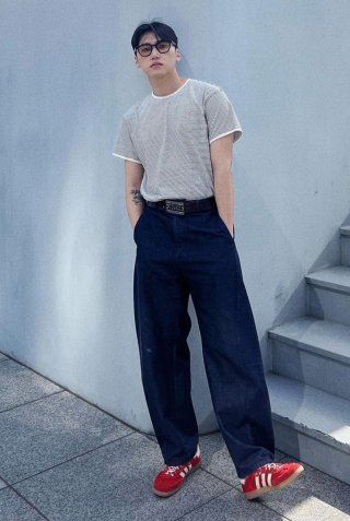 MUSINSA公式 | MOONSUN UNISEX Marine Stripe Ringer T [Marine