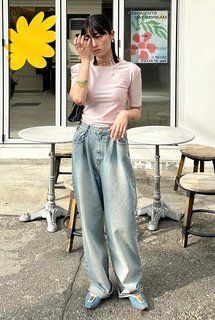 ☆AVANDRESS☆ BUCKLE WIDE DENIM PANTS WASHING GREY AD41PT34W MUSINSA | AVANDRESS BUCKLE WIDE DENIM PANTS WASHING GRAY