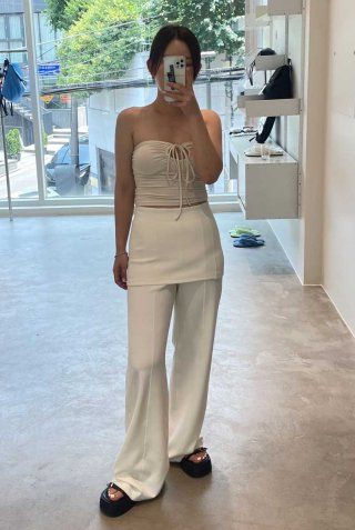 ★ DIAGONAL★ STRETCHY SKIRT PANTS ivory DA231PT12IV MUSINSA | DIAGONAL STRETCHY SKIRT PANTS (ivory)