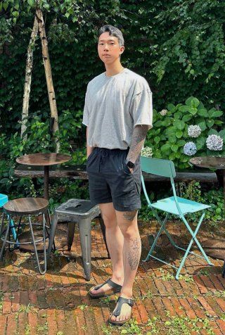 ★【A NOTHING】★VINTAGE P. DYEING CUT-OUT BOX 1/2 TE.E★ VINTAGE P. DYEING CUT-OUT 1/2 BOX TEE (Black) - A NOTHING