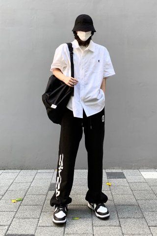 デニム・ジーパン NOT4NERD Brush NFND Logo String Sweat Pants Black PT043BK MUSINSA | NOT4NERD Brush NFND Logo String Sweat Pants - Black