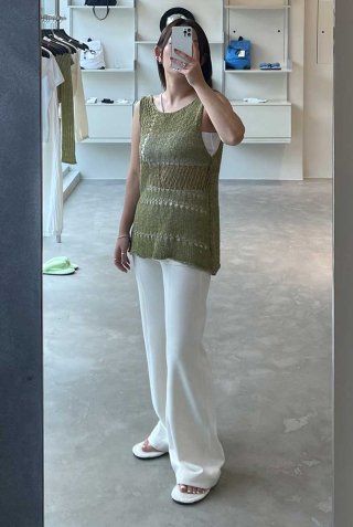 MUSINSA | DIAGONAL STRETCHY SKIRT PANTS (ivory)