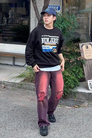 ★MAINBOOTH★Color Washing Damage Pants(BLUE)★正規品/送料込 MUSINSA | MAINBOOTH Color Washing Damage Pants(BLUE)