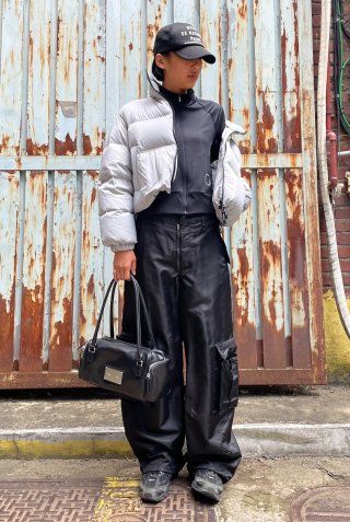 MUSINSA | MATIN KIM VINTAGE LEATHER BOSTON BAG_BLACK