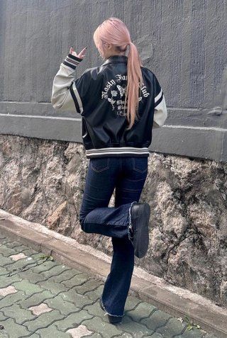 ●NASTYFANCYCLUB●MALLOW VARSITY LEATHER JACKET 2色 人気 ○NASTYFANCYCLUB○MALLOW VARSITY LEATHER JACKET 2色 人気