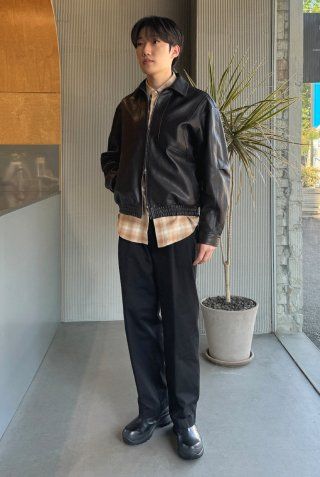 MUSINSA公式 | ANOTHER OFFICE Lambskin Utility Blouson (Black)