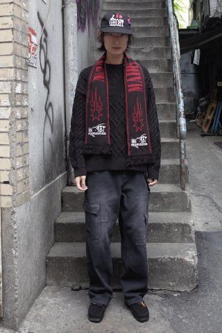 デニム・ジーパン [NICEGHOSTCLUB]CARPENTER CARGO WASHED JEANS_BLACK (NG2DFUD COPP40852MEN-
