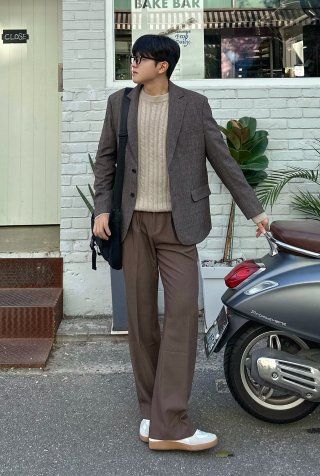 MUSINSA | MAISON MINED SAINT TWO TUCK WIDE PANTS GREY