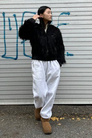 MUSINSA | SCULPTOR Faux Mongolian Shearling Jacket Black