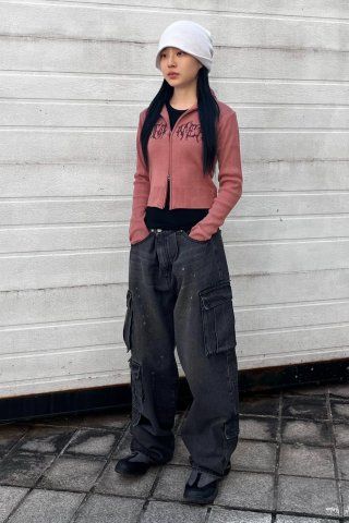MUSINSA | NOT4NERD Dirty Wash Multi Cargo Denim Pants - Deep