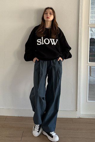 ◇SLOW RECORD HOUSE◇ Nylon one-tuck pants navy MUSINSA | SLOW RECORD HOUSE Nylon one-tuck pants_Teal