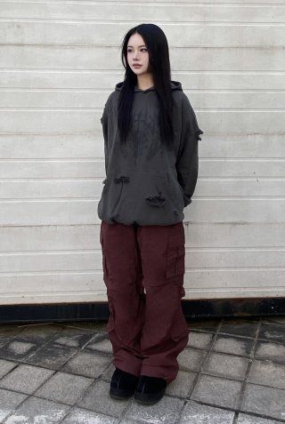 MUSINSA | NOT4NERD Destroyed Pigment Goat Pullover Hood