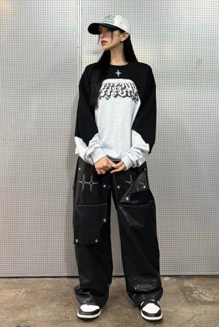 MUSINSA | LUV IS TRUE AM SNAP PANTS(BLACK)