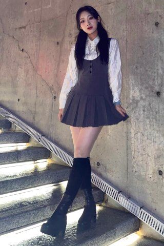 ワンピース Pleated skirt slim vest one piece gray MUSINSA | HYBERNAT Pleated Skirt Slim Vest One Piece Gray