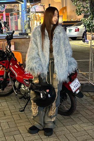 MUSINSA | SCULPTOR Faux Mongolian Jacket Baby Blue
