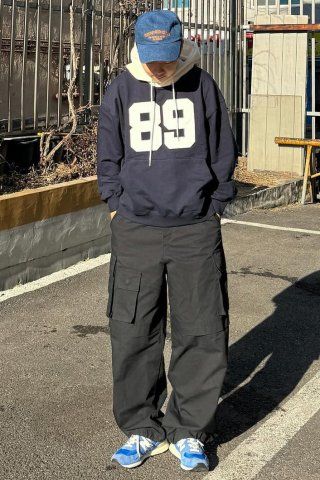 MUSINSA | WAI KEI Color Block 89 Logo Hoodie Ivory