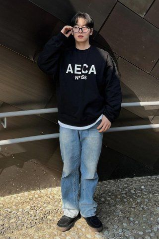 ◆AECA WHITE BIG LOGO SWEATSHIRT/3色◆ MUSINSA | AECA WHITE BIG LOGO SWEATSHIRT-WASHED CHARCOAL