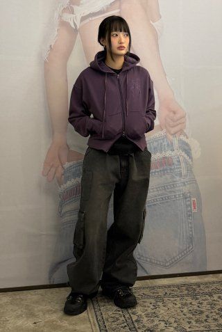 MUSINSA | SCULPTOR Acid Peel Bow Hoodie Purple