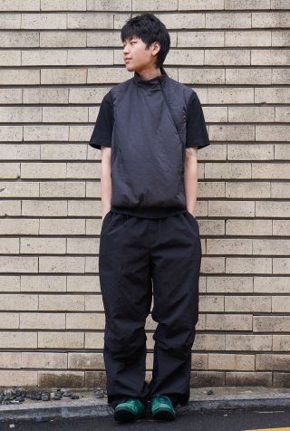 MUSINSA | LORES Asymmetric Nylon Vest - Black