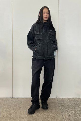 【WELLBEING EXPRESS】 Hooded Denim Jacket / 追跡付 Hooded Denim Jacket Black - WELLBEING EXPRESS